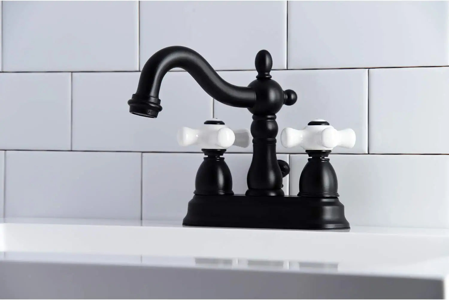 Kingston Brass KB1600PX Heritage 4&#34; Centerset Bathroom Faucet, Matte Black