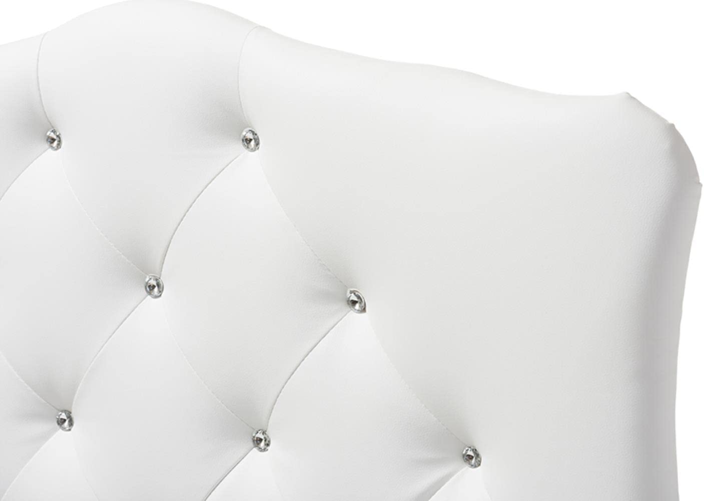 Baxton Studio Rita Modern and Contemporary White Faux Leather Upholstered Button-Tufted Scalloped Twin Size Headboard