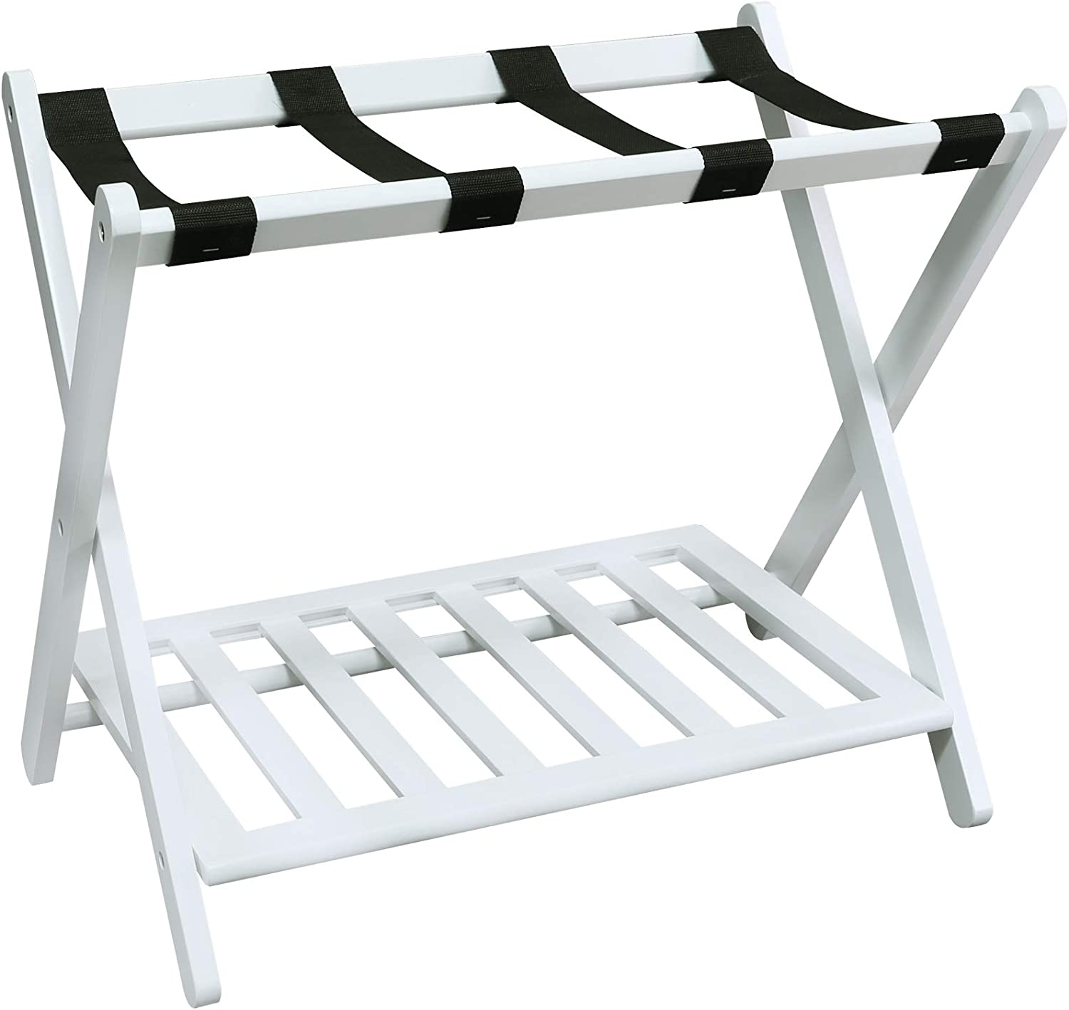 Casual Home Shelf-White Luggage Rack, 26.75&#34; Wide