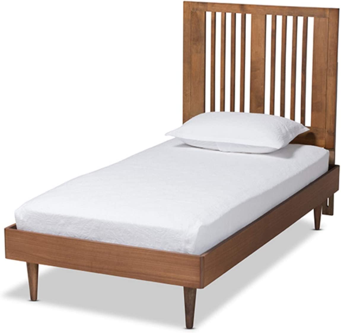 Baxton Studio Kioshi Mid-Century Modern Transitional Ash Walnut Finished Wood Twin Size Platform Bed