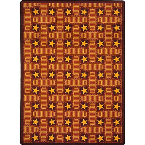 Joy Carpets Any Day Matinee Marquee Star Theater Area Rugs, 92-Inch by 129-Inch by 0.36-Inch, Red