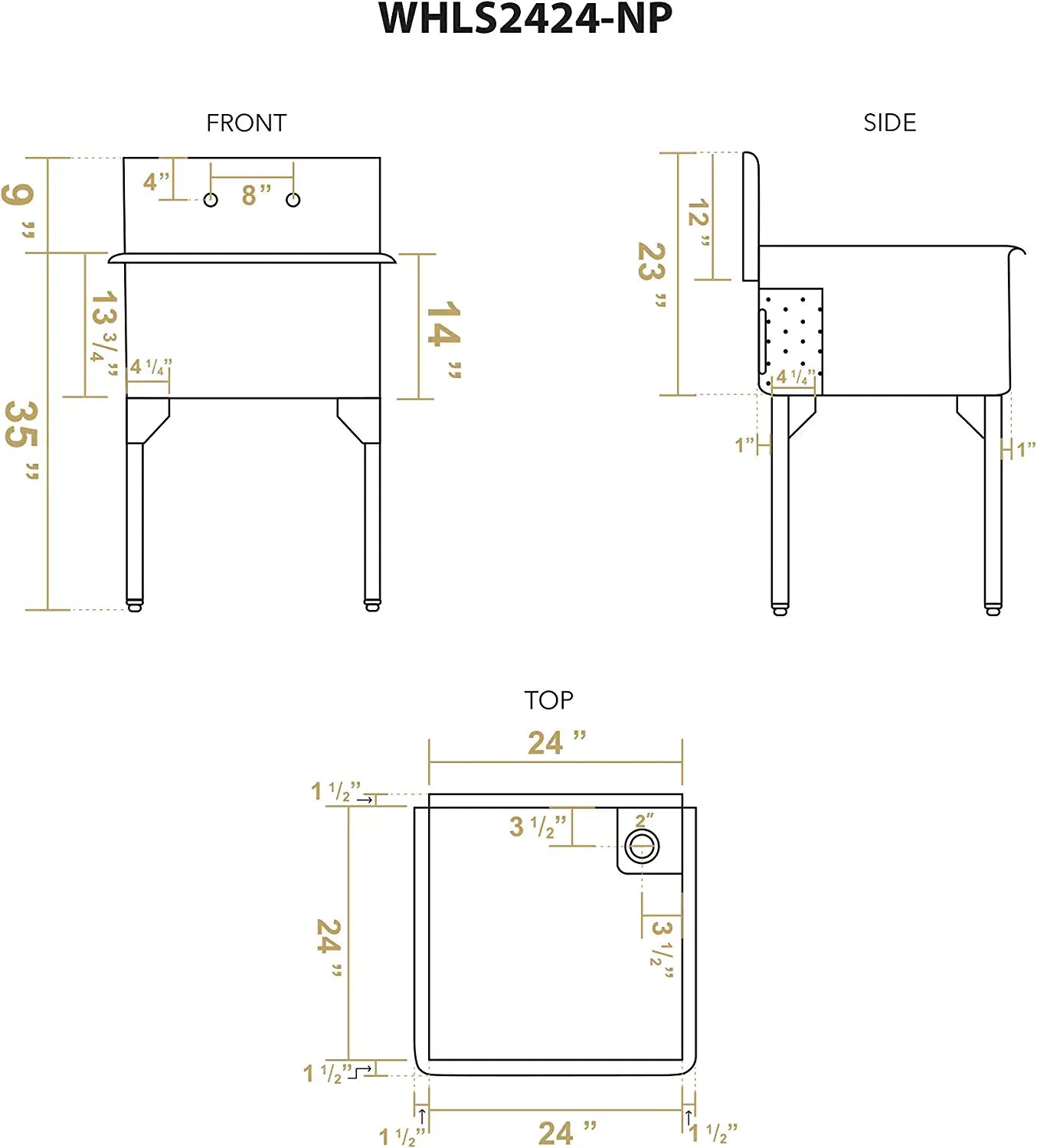 Pearlhaus Single Bowl Freestanding Utility Sink