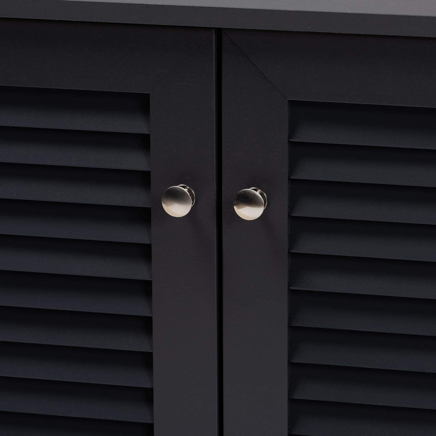 Baxton Studio Coolidge Modern and Contemporary Dark Grey Finished 8-Shelf Wood Shoe Storage Cabinet