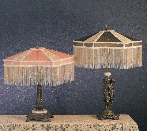 Meyda 49469 Victorian Table Lamp from Fabric & Fringe Collection in Pink/Ivory Finish, 5.00 inches