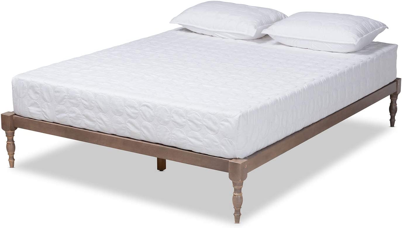 Baxton Studio Iseline Modern and Contemporary Antique Oak Finished Wood Queen Size Platform Bed Frame