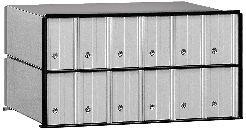 Salsbury Industries 2212 Aluminum Mailbox, 12 Doors, Rack Ladder System, Aluminum with Black Trim