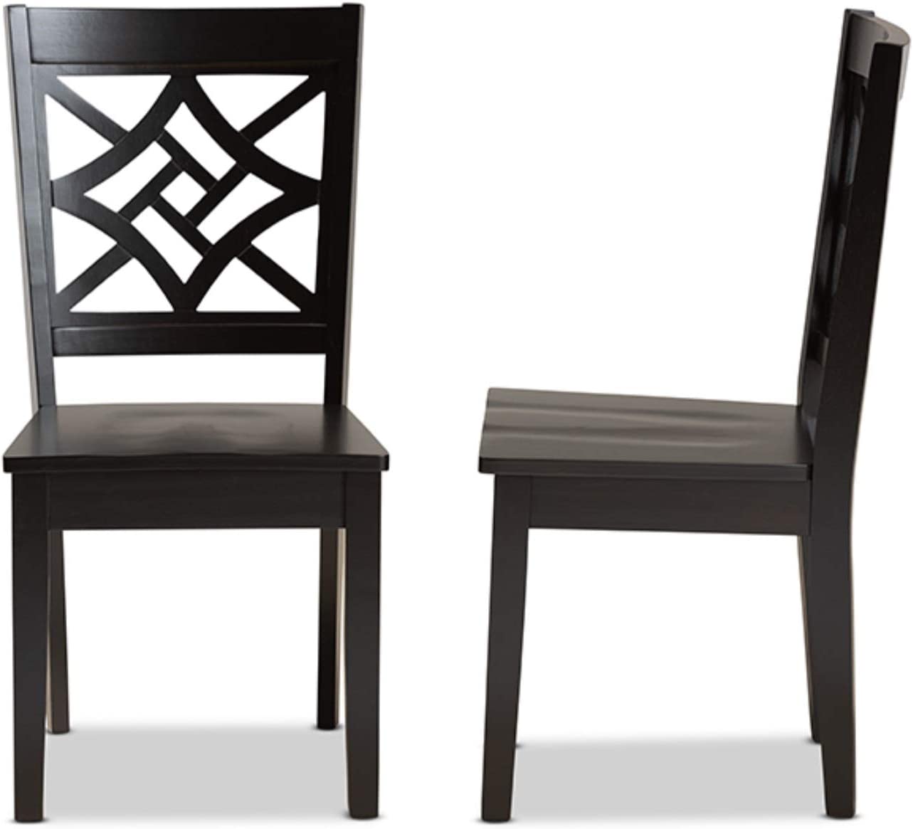 Baxton Studio Nicolette Modern and Contemporary Dark Brown Finished Wood 2-Piece Dining Chair Set