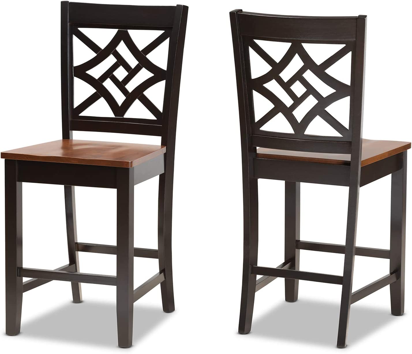 Baxton Studio Nicolette Modern and Contemporary Two-Tone Dark Brown and Walnut Brown Finished Wood 2-Piece Counter Stool Set