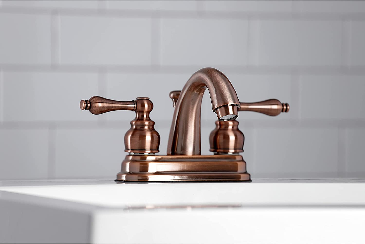 Kingston Brass KB561ALAC Restoration 4&#34; Centerset Bathroom Faucet, Antique Copper