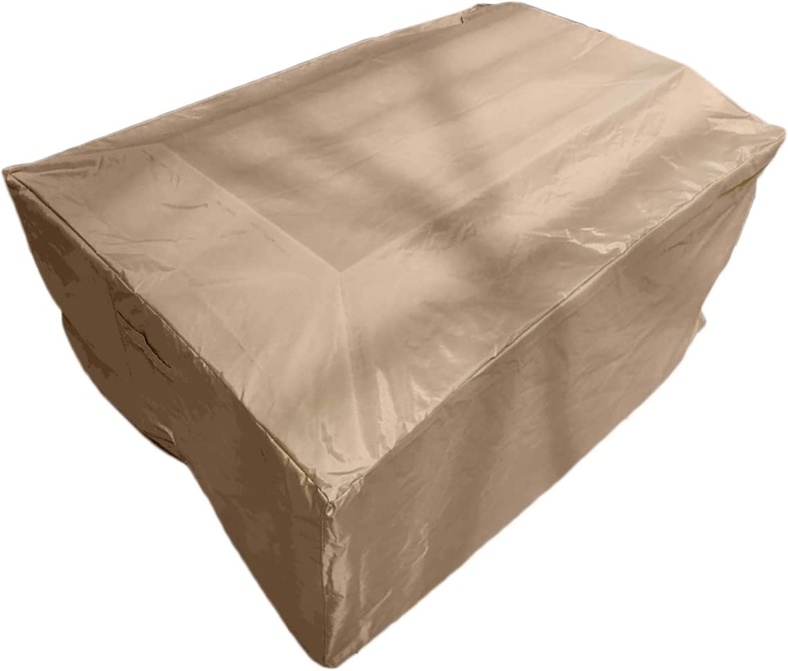 Hiland HVD-RFP-CVR Heavy Duty Waterproof Two Tiered Fire Pit Cover-59 x 39 x 24-Tan, Round