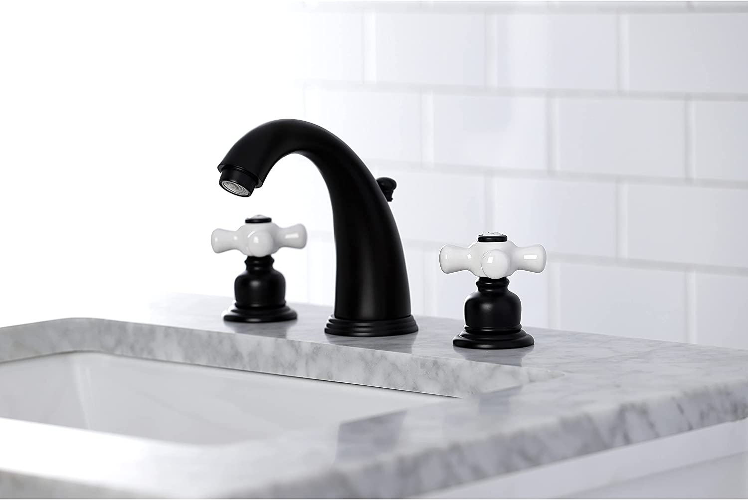 Kingston Brass KB980PX Victorian Widespread Bathroom Faucet, Matte Black