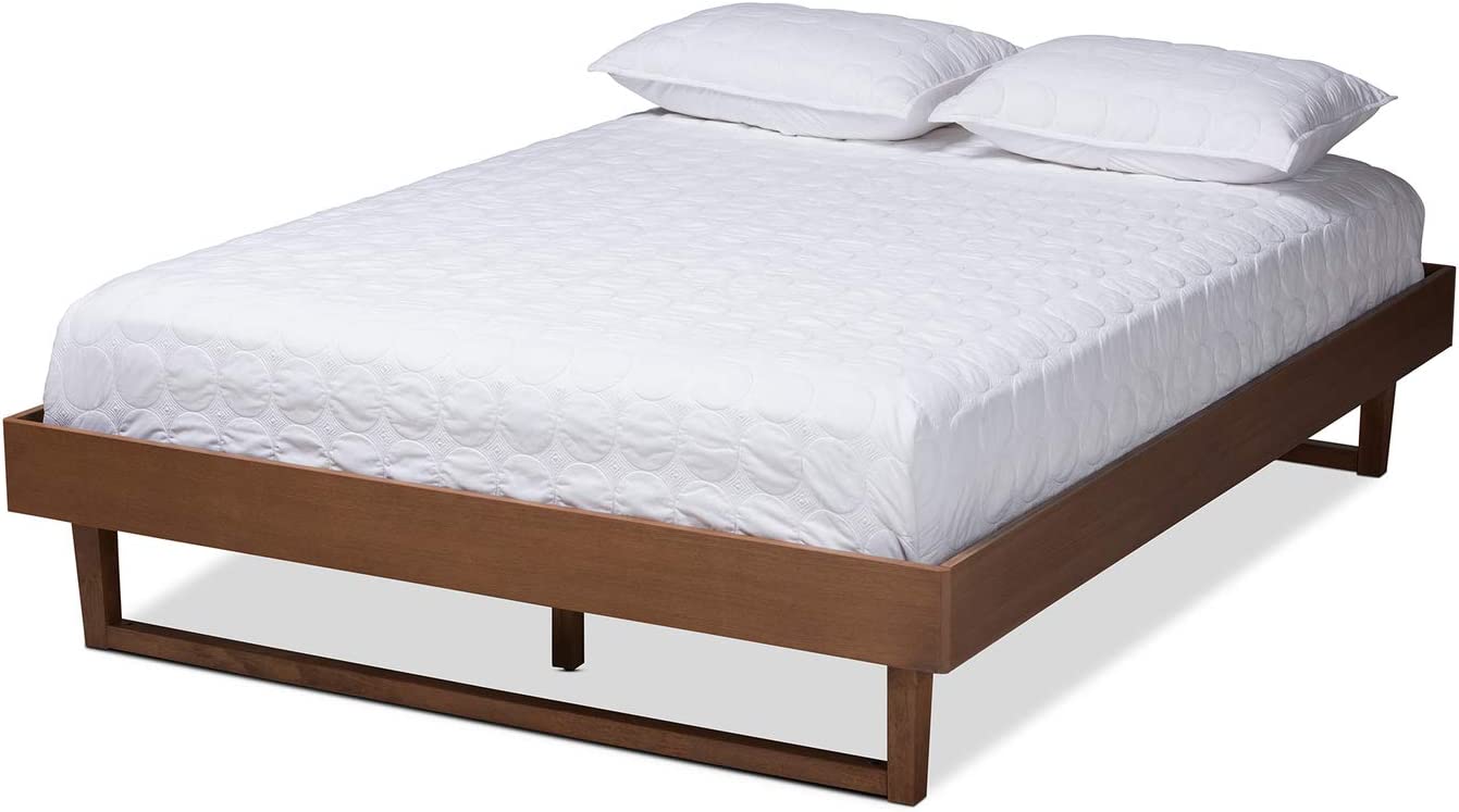 Baxton Studio Liliya Mid-Century Modern Walnut Brown Finished Wood Full Size Platform Bed Frame