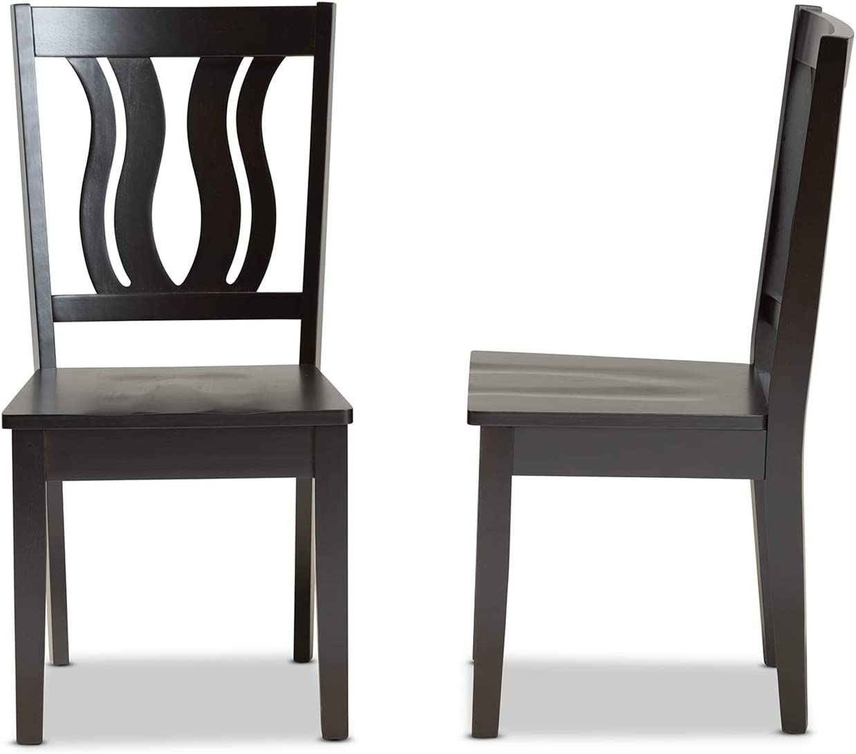 Baxton Studio Fenton Modern and Contemporary Transitional Dark Brown Finished Wood 2-Piece Dining Chair Set