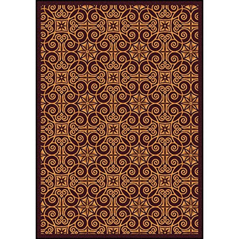 Joy Carpets Any Day Matinee Antique Scroll Theater Area Rugs, 92-Inch by 129-Inch by 0.36-Inch, Burgundy