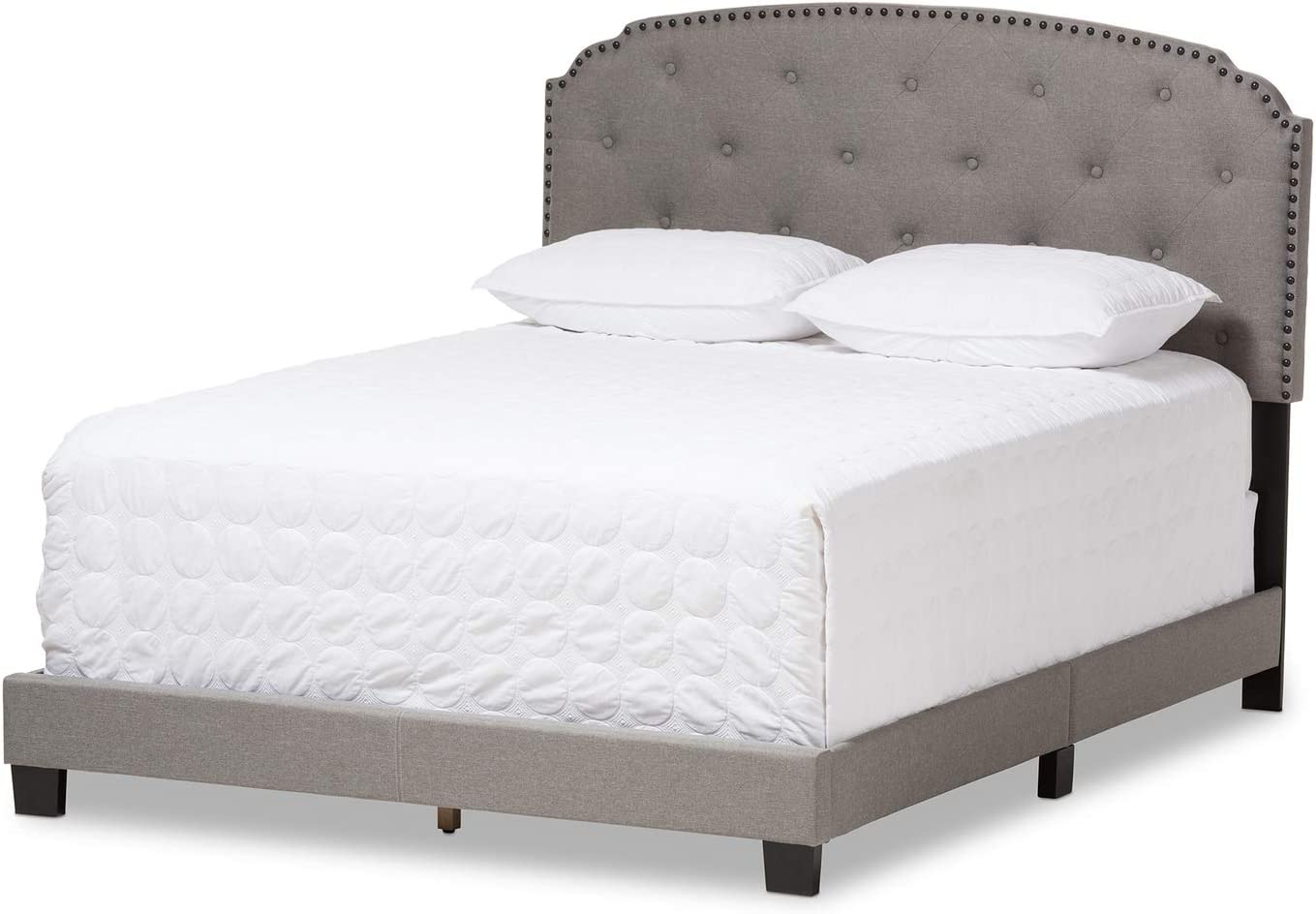 Baxton Studio Lexi Modern and Contemporary Light Grey Fabric Upholstered Queen Size Bed