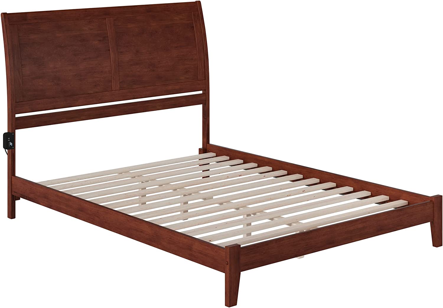 Portland King Platform Bed with Open Footboard and Turbo Charger in Walnut