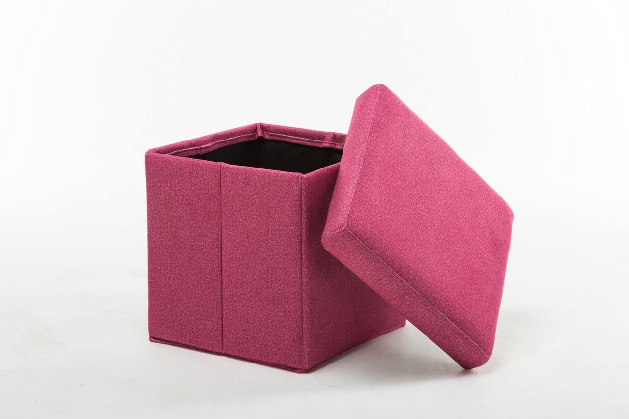 Boraam Upholstered Folding Storage Ottoman, Pink