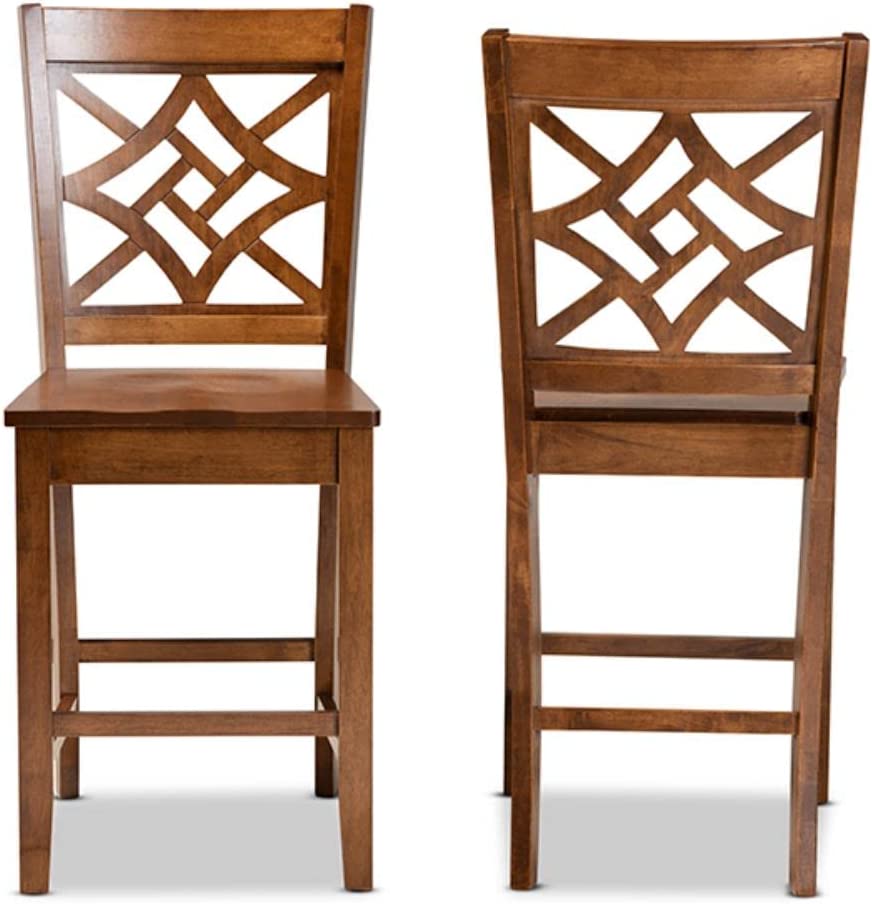 Baxton Studio Nicolette Modern and Contemporary Transitional Walnut Brown Finished Wood 2-Piece Counter Stool Set