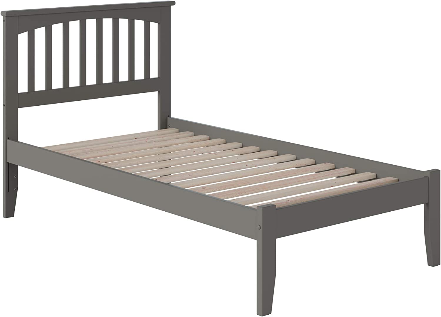 Mission Twin Extra Long Platform Bed with Open Footboard and Turbo Charger in Grey