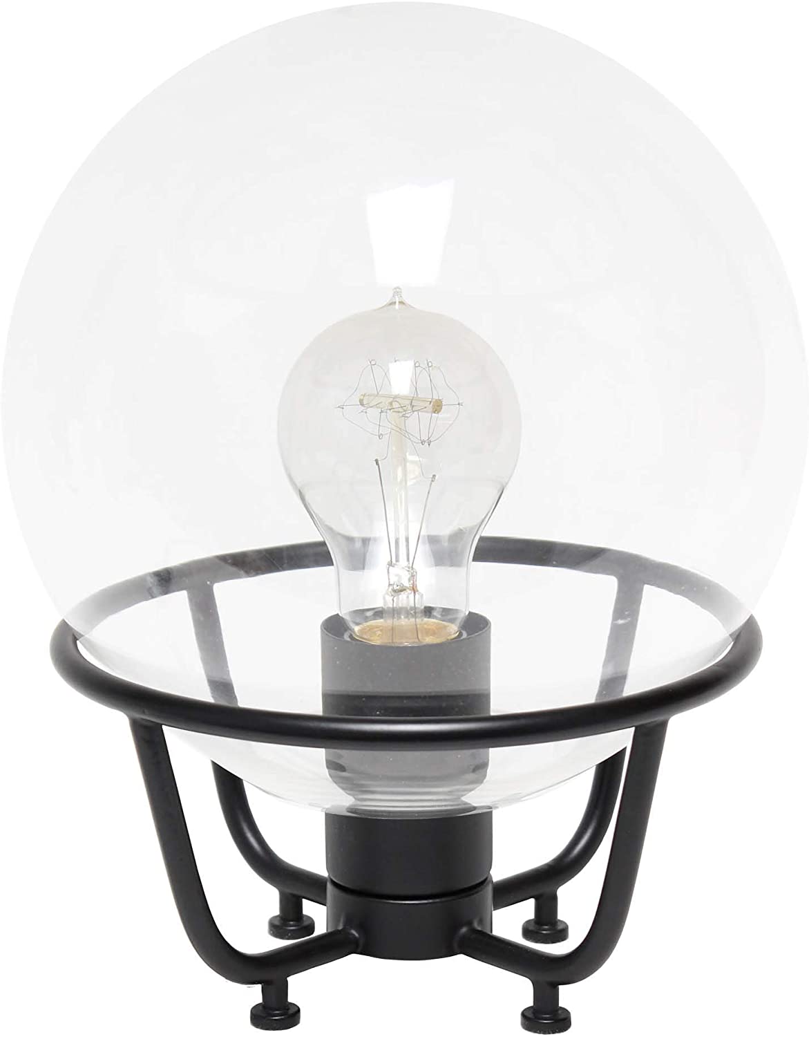 Lalia Home Decorative Old World Globe Glass Table Lamp, Matte Black