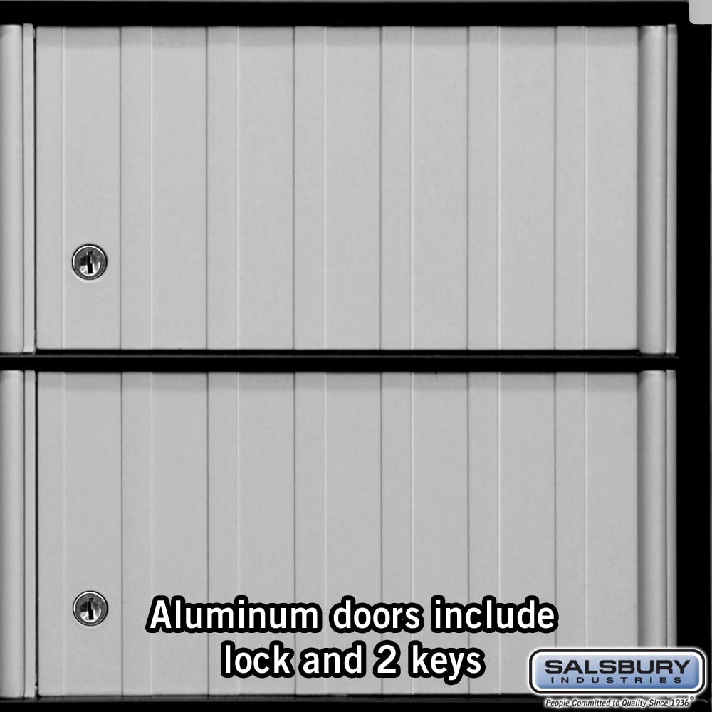 Salsbury Industries 2204 Aluminum Mailbox, 4 Doors, Rack Ladder System, Aluminum with Black Trim