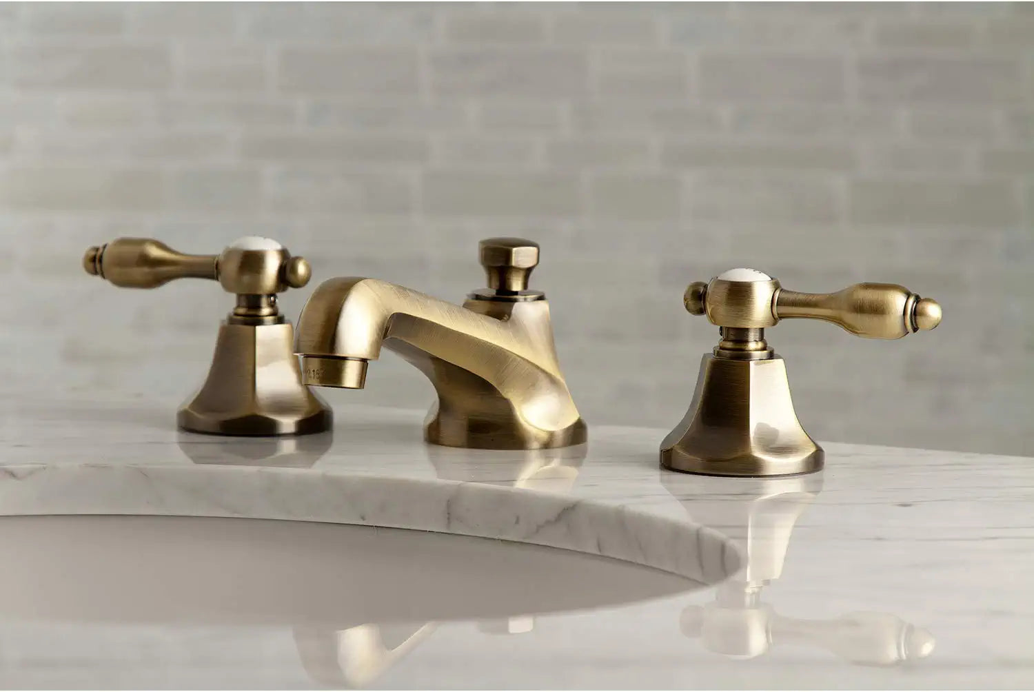 Kingston Brass KS4463TAL Tudor 8&#34; Widespread Bathroom Faucet, Antique Brass