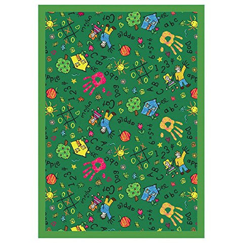 Joy Carpets Playful Patterns Childrens Scribbles Area Rug, Green, 310 x 54