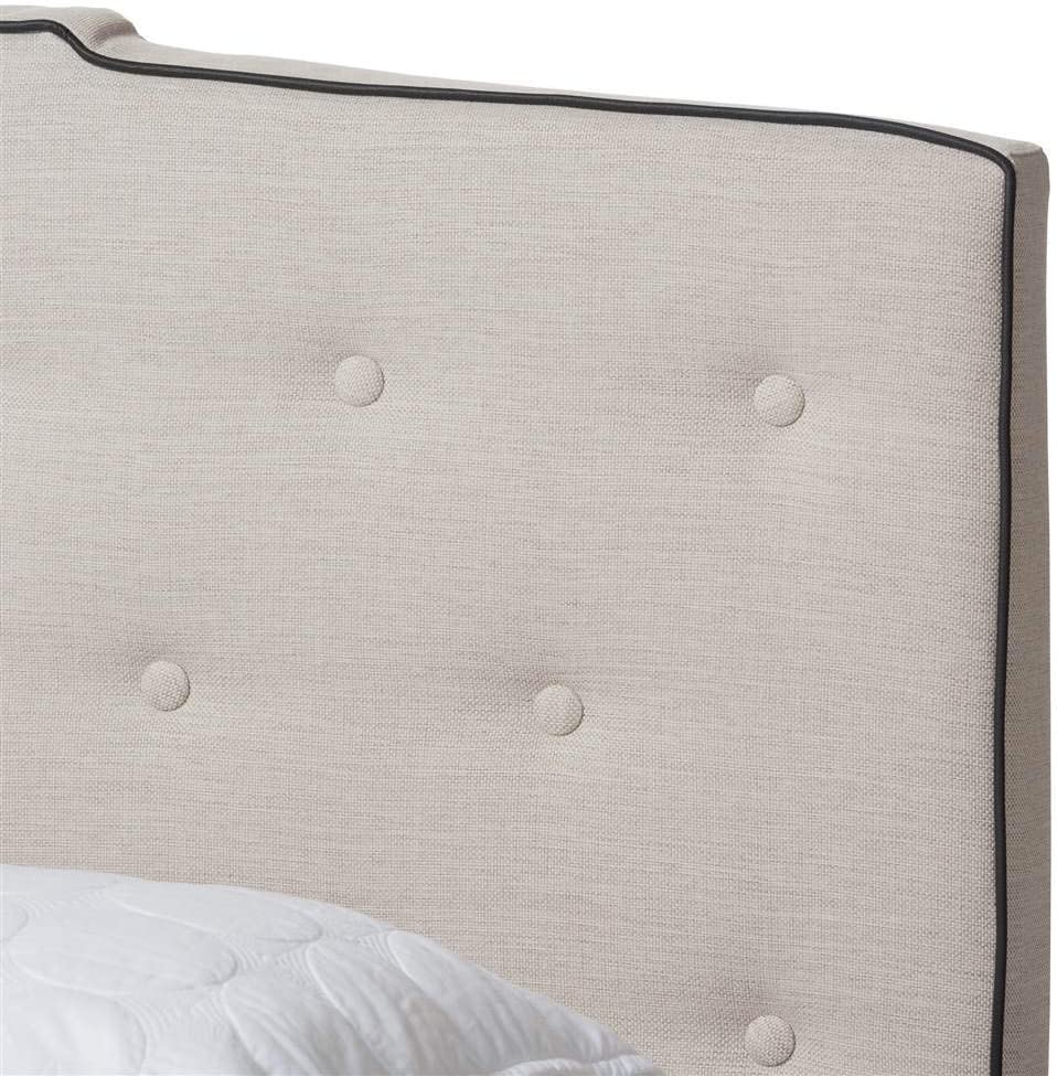 Baxton Studio Vivienne Modern and Contemporary Light Beige Fabric Upholstered Queen Size Bed