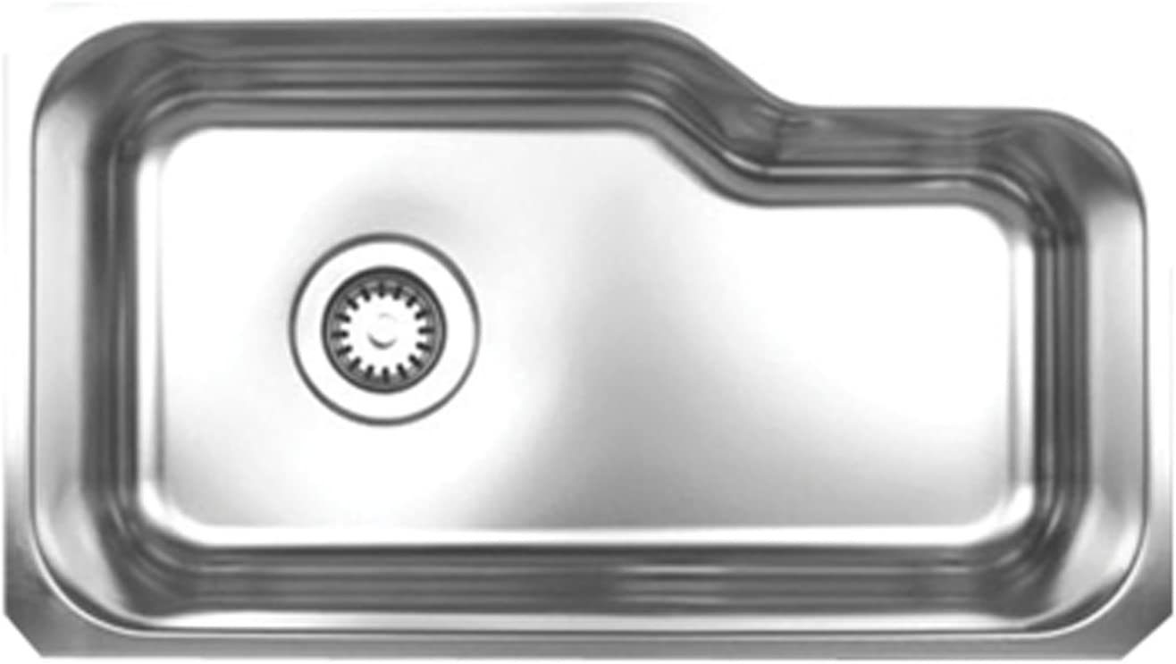 Whitehaus WHNUB3016-BSS Noah&#39;s Collection 32 1/8-Inch Single Bowl Undermount Kitchen Sink, Brushed Stainless Steel