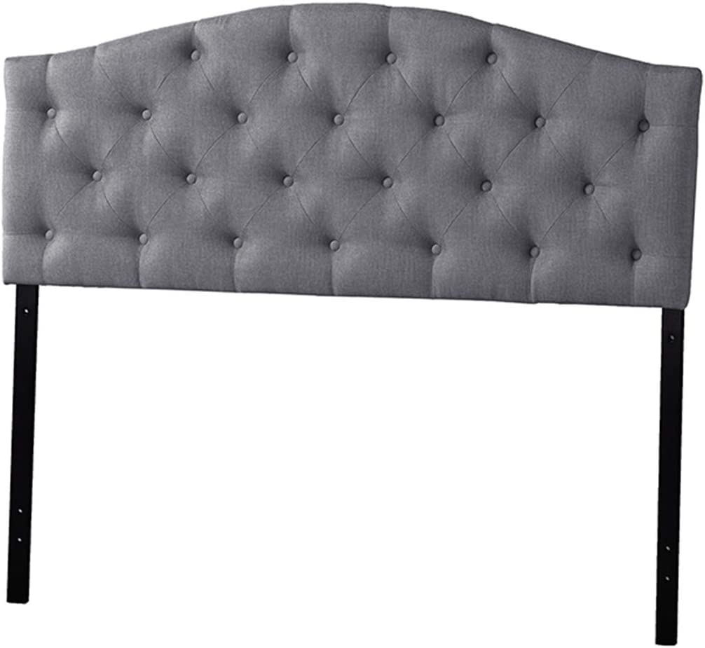 Baxton Studio Myra Modern and Contemporary Fabric Upholstered Button-Tufted Scalloped Headboard Grey/Twin