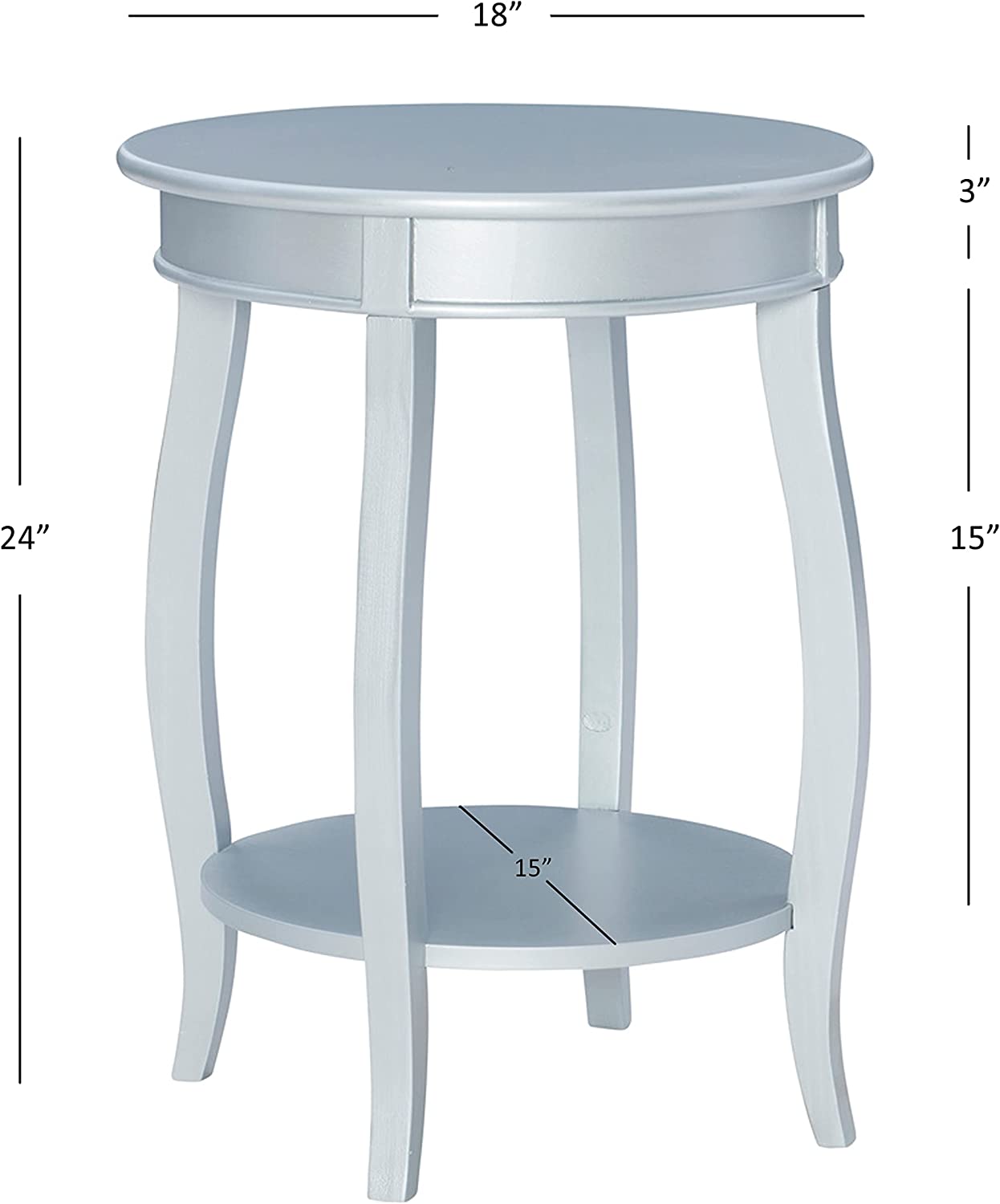 Powell Furniture Powell Round Shelf, Silver Table,