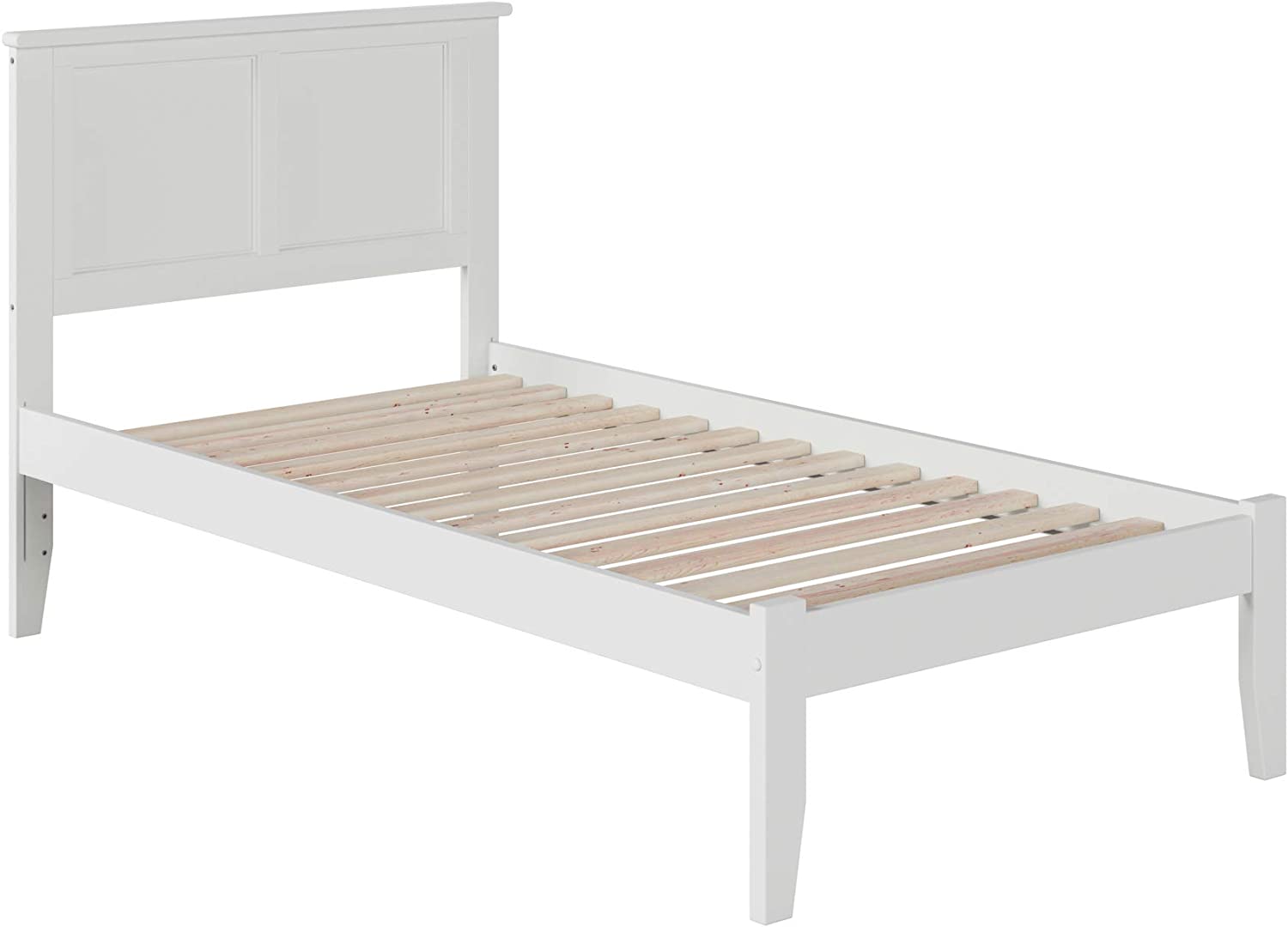 Madison Twin Platform Bed with Open Footboard and Turbo Charger in White