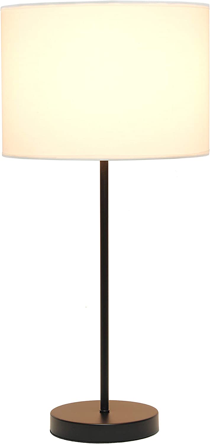 Simple Designs LT2040-BAW Stick Fabric Shade Table Lamp, Black/White