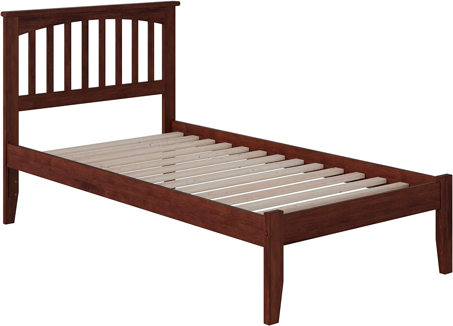 AFI Mission Platform Bed with Open Footboard and Turbo Charger, Twin, Walnut