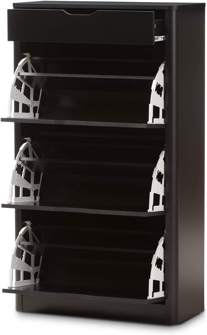 Baxton Studio Cayla 4 Drawer Shoe Cabinet in Black