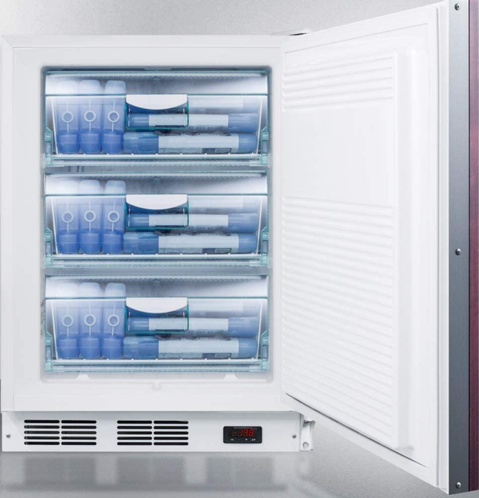 VT65ML7BIIFADA 24&#34; Commercially Approved ADA Compliant Compact Freezer with 3.5 cu. ft. Capacity Fully Finished White Cabinet Factory Installed Lock and Three Slide-out Drawers: Panel Ready