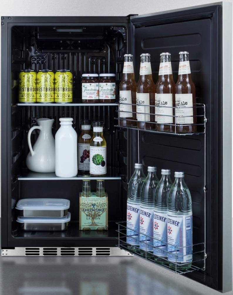 Summit Appliance FF195H34 Commercially Approved ENERGY STAR Certified All-Refrigerator for Built-in or Freestanding Use with Auto Defrost, Stainless Steel Door, Lock and Black Cabinet