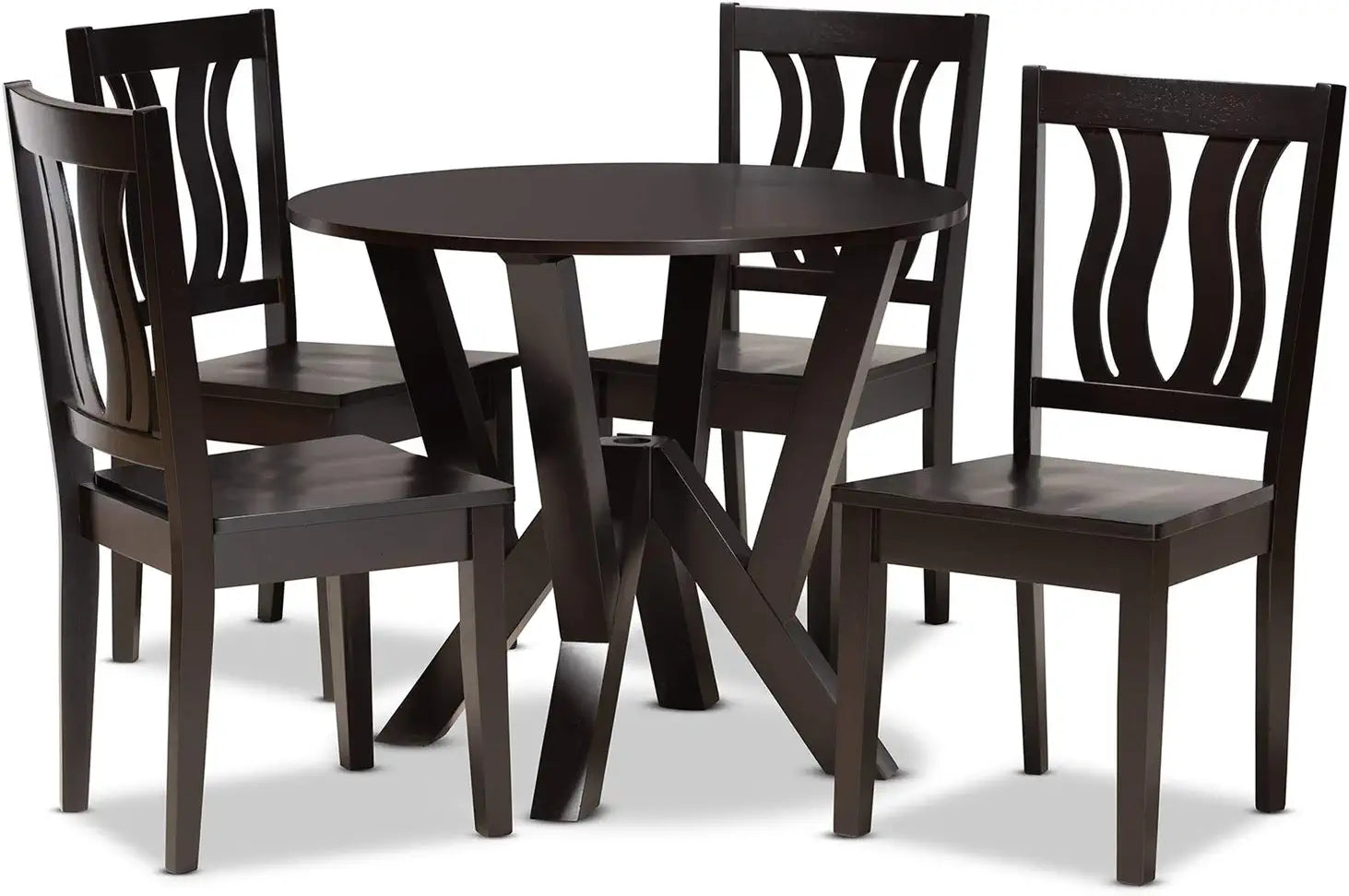 Baxton Studio Noelia Modern and Contemporary Transitional Dark Brown Finished Wood 5-Piece Dining Set