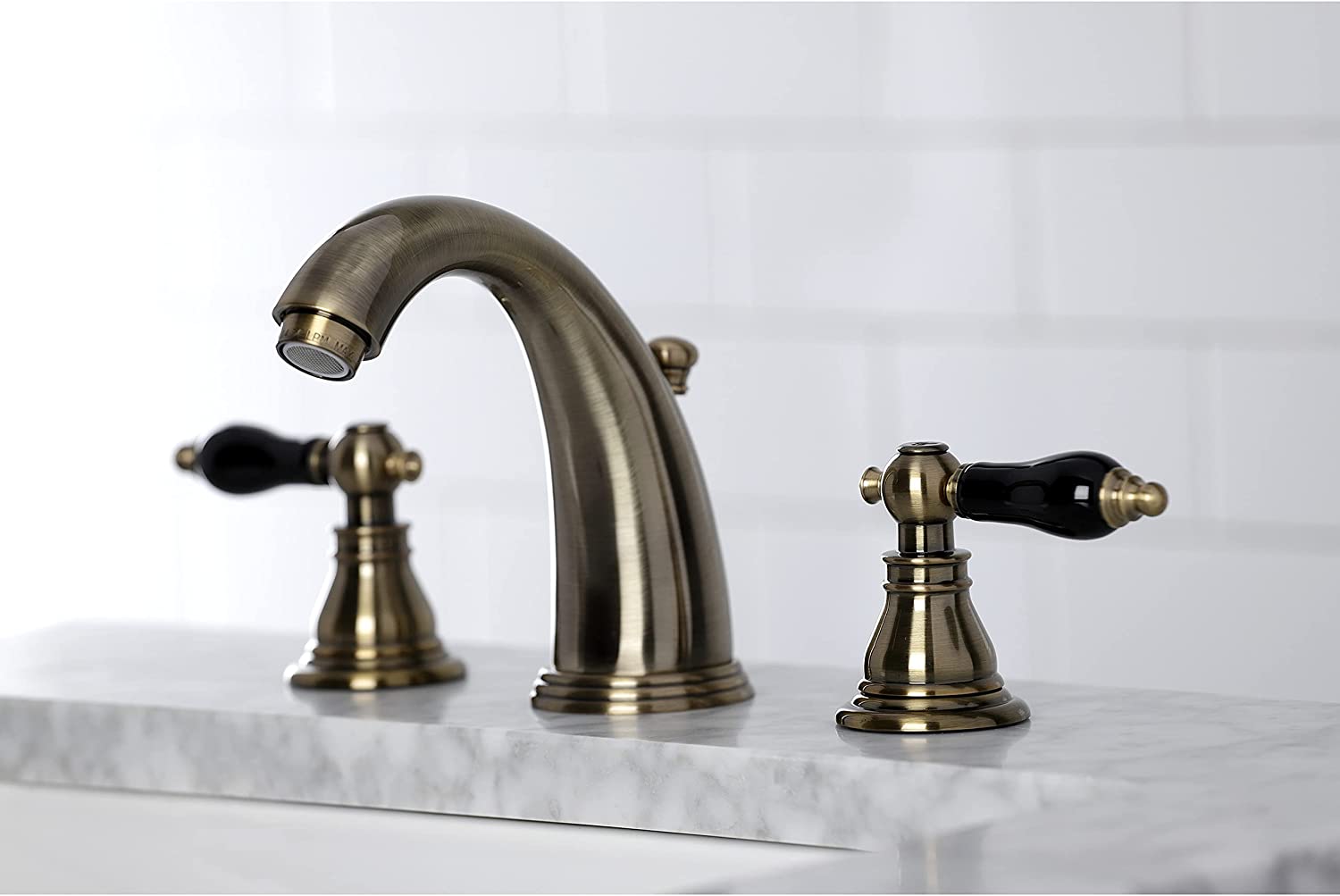 Kingston Brass KB983AKLAB Duchess Widespread Bathroom Faucet, Antique Brass