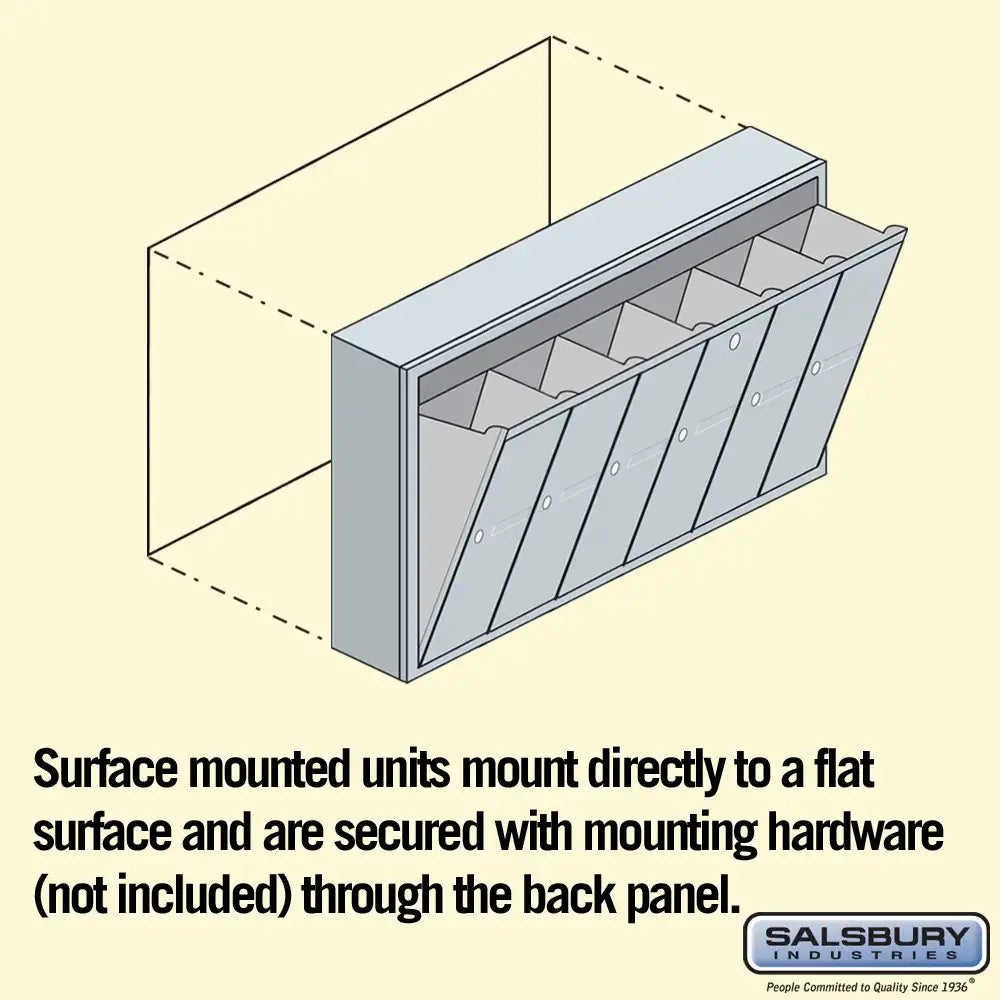 Salsbury Industries 3506ASP Surface Mounted Vertical Mailbox with Master Commercial Lock, Private Access and 6 Doors, Aluminum