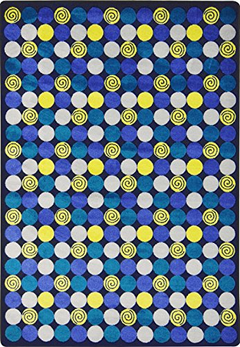 Joy Carpets Kid Essentials Roundabout Teen Area Rugs, 92-Inch by 129-Inch by 0.36-Inch, Blue