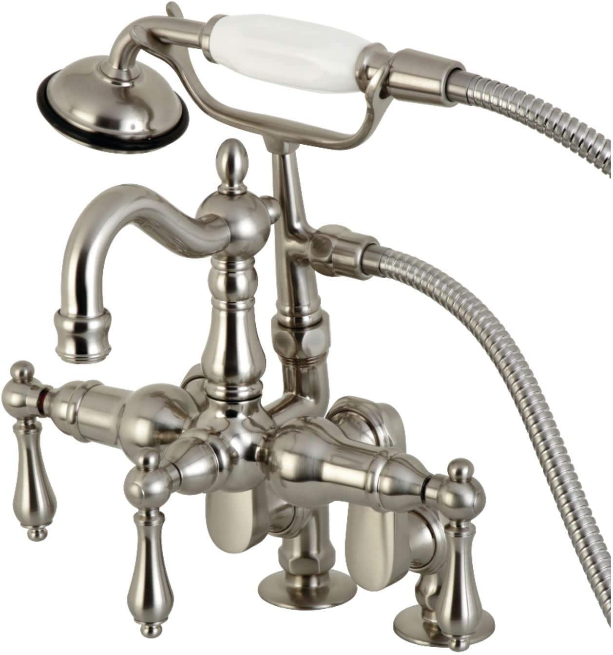 Kingston Brass CC6013T8 Clawfoot Tub Filler with Hand Shower, Brushed Nickel