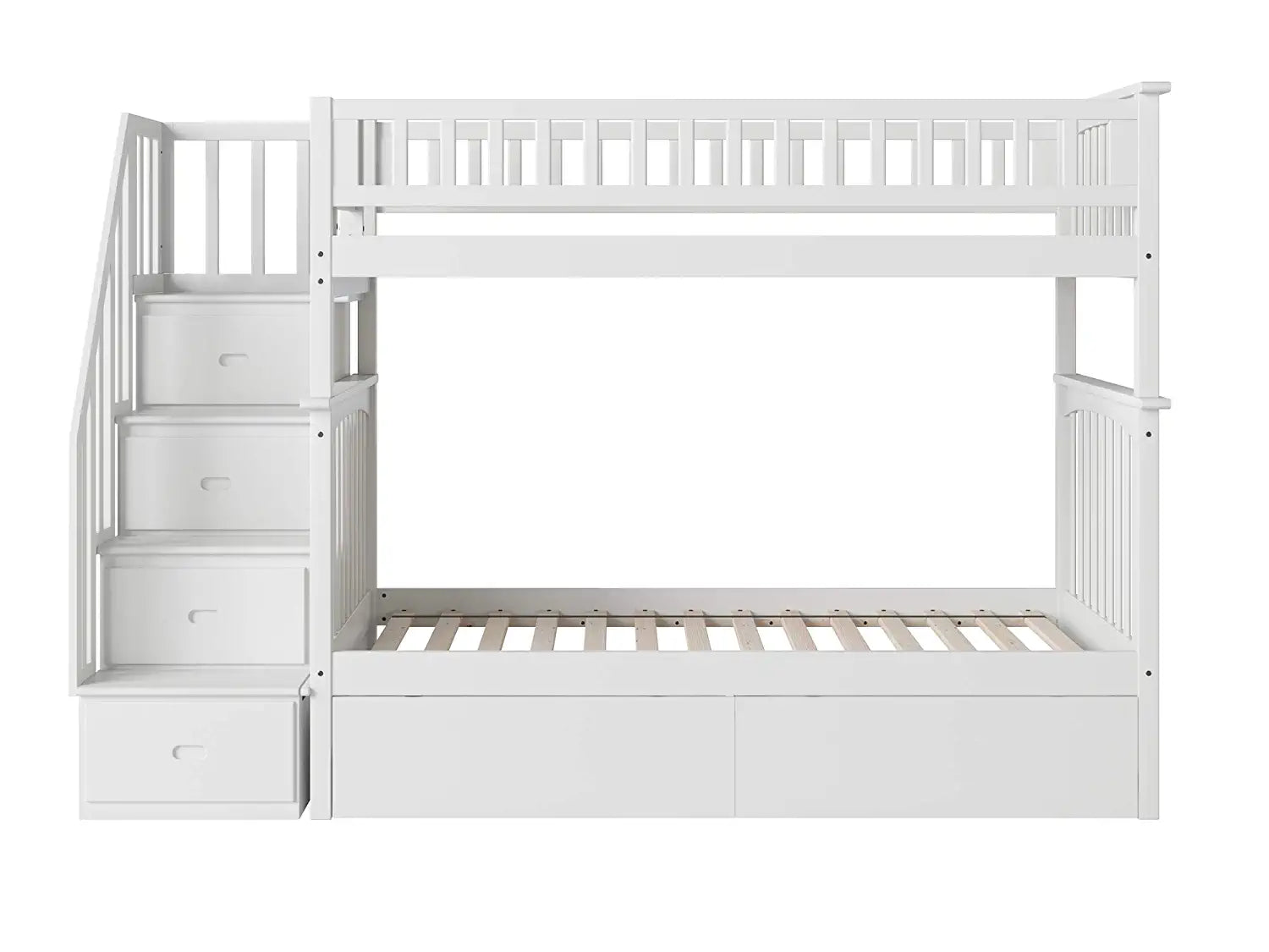 AFI Columbia Staircase Bunk with Turbo Charger and Urban Bed Drawers, Twin/Twin, White