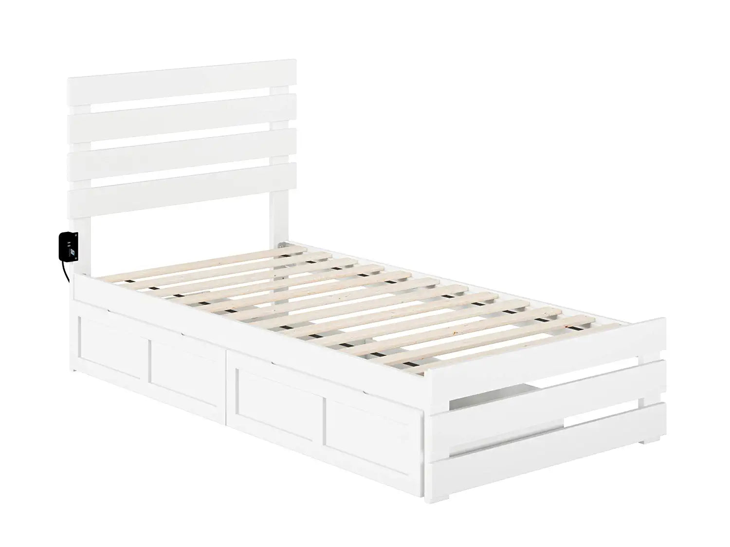 AFI Oxford Island Footboard and Turbo Charger with Bed Drawers, Twin, White