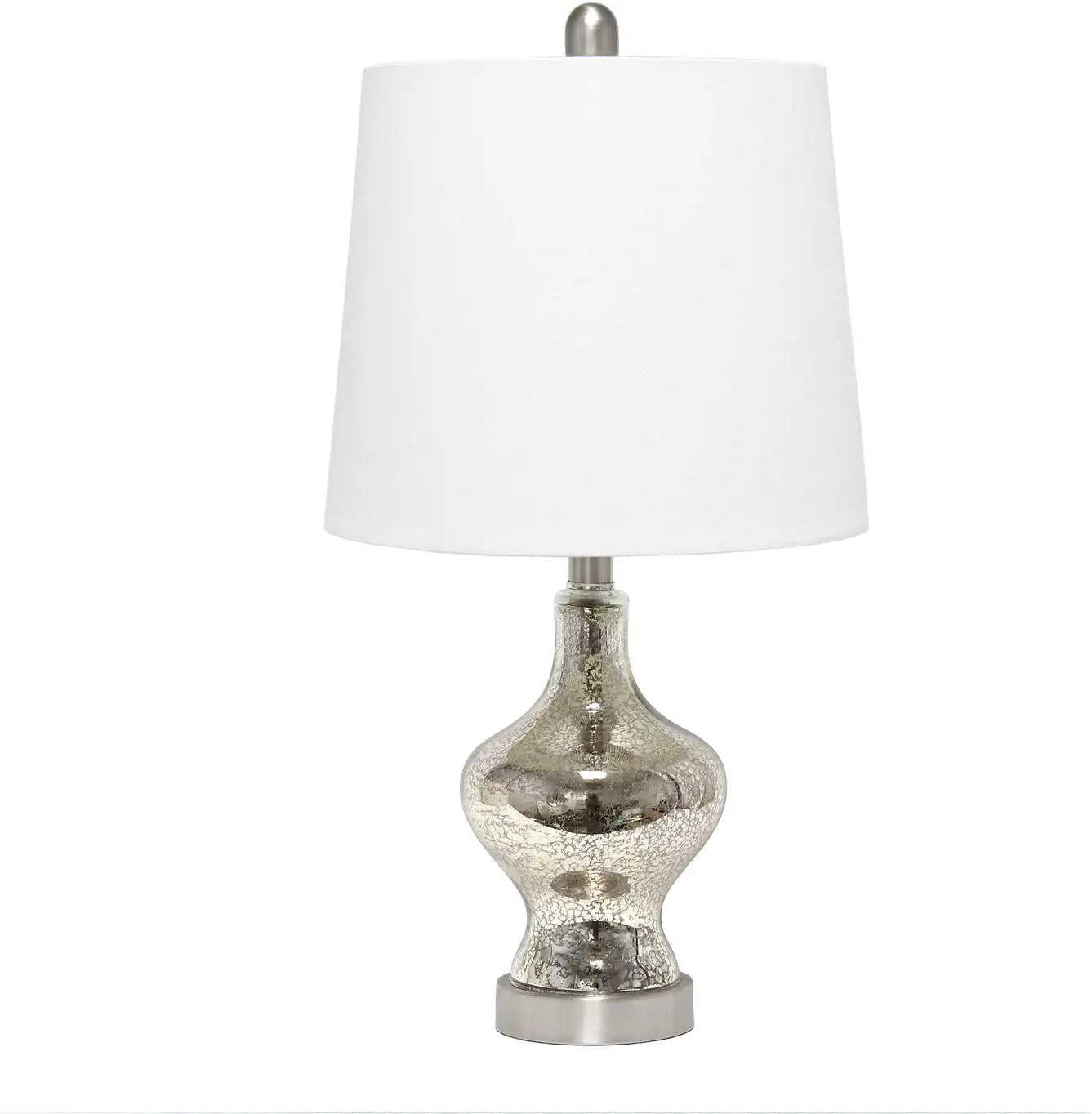 Lalia Home Contemporary Paseo Table Lamp with White Fabric Shade - Mercury