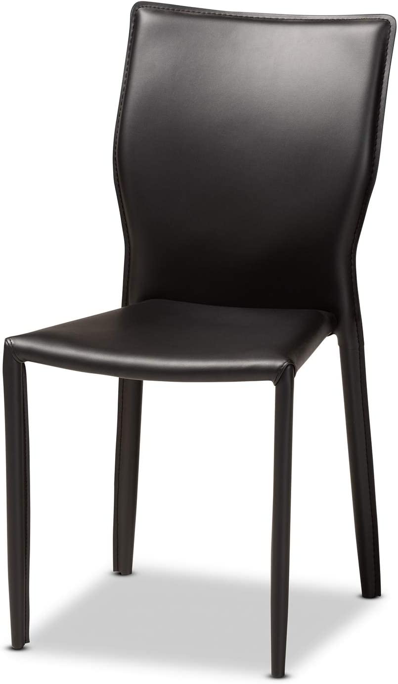 Baxton Studio Heidi Modern and Contemporary Black Faux Leather Upholstered 4-Piece Dining Chair Set