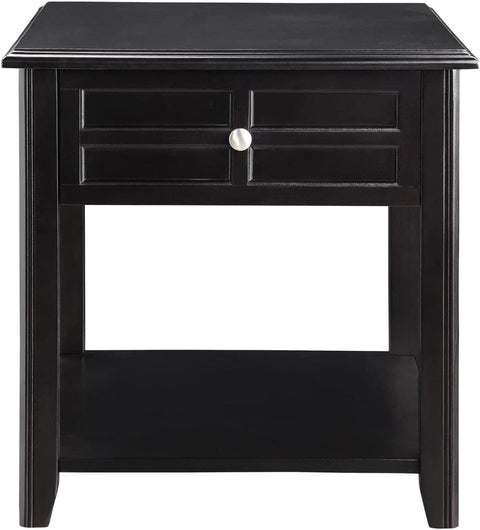 Juniper 24 in. Espresso Rectangular End Table with Drawer