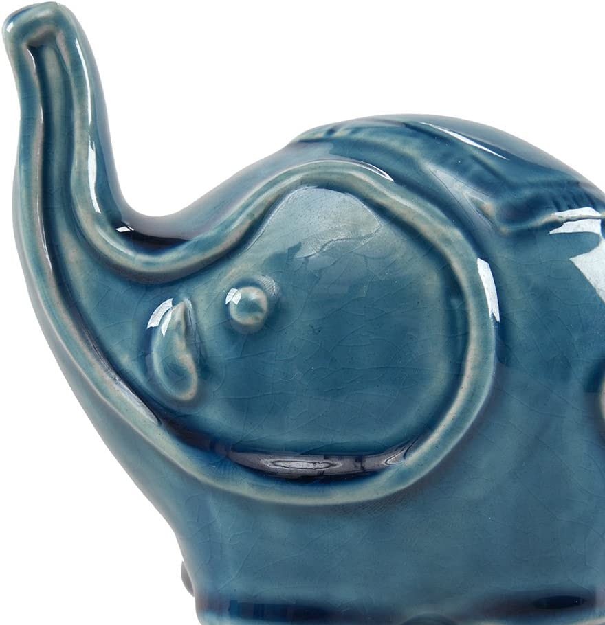 Madison Park Elephant Shaped Ceramic Decor Set of 2, Aqua