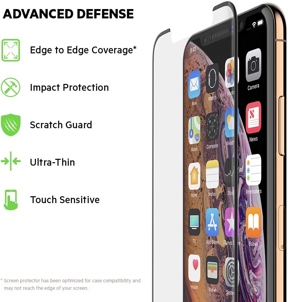 Belkin ScreenForce TemperedCurve Screen Protection for iPhone Xs Max - iPhone Xs Max Screen Protector (F8W915zzBLK)