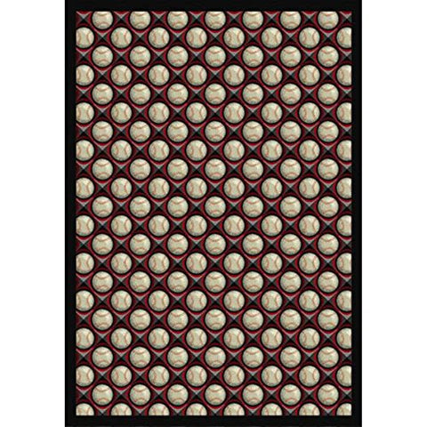 Joy Carpets Sports Fan Bases Loaded Area Rugs, 92-Inch by 129-Inch by 0.36-Inch, Night Game